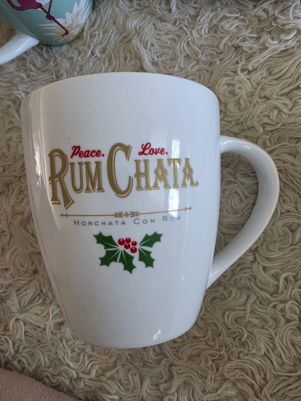White Holiday Ceramic Mug with‎ Gold Logo